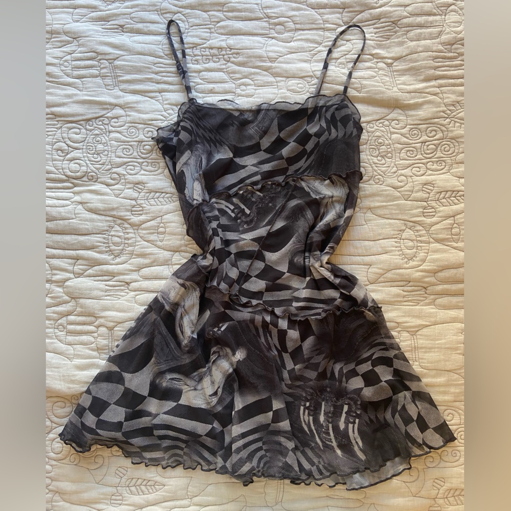 Urban Outfitters black and white printed a line dress
